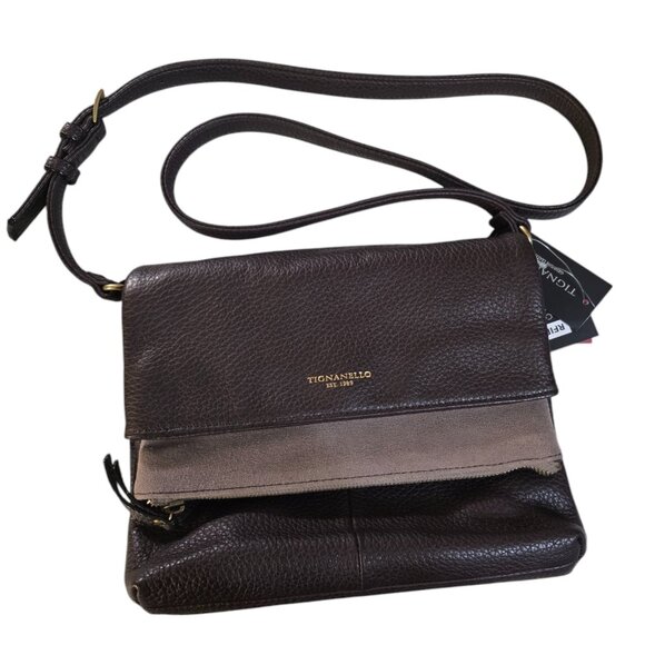 Tignanello Pebble & Suede Leather Multi-Pocket RFID Crossbody A282420 - Picture 1 of 7